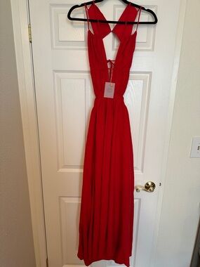 Red Maxi Dress with Strappy Back